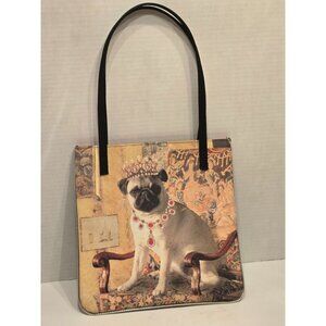 Sana “Pug” shoulder purse wearing crown of jewels and necklace Blingling